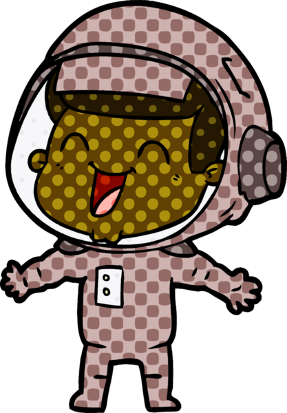 Bir insan tarafından çizilmiş mutlu astronot çizgi filmi.