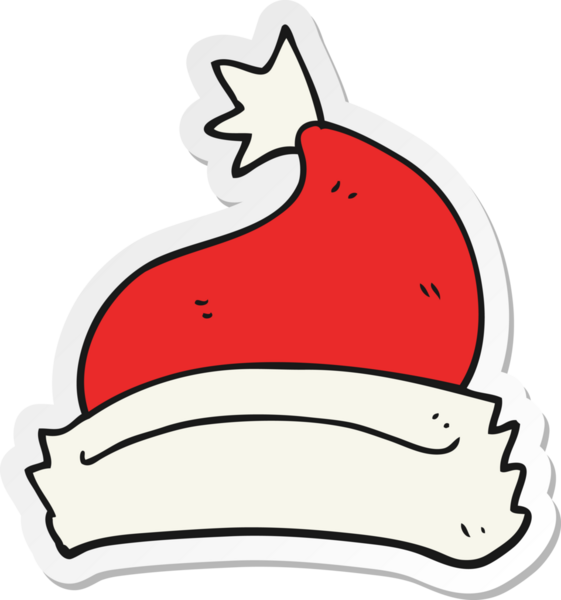 Bir insan tarafından çizilmiş bir karikatür Noel şapkasının çıkartması.