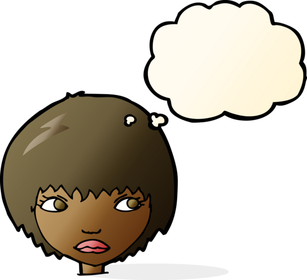 Bir insan tarafından çizilmiş düşünce baloncuğu olan mutsuz bir kız.