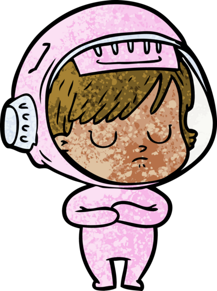 Bir insan tarafından çizilmiş astronot kadın.