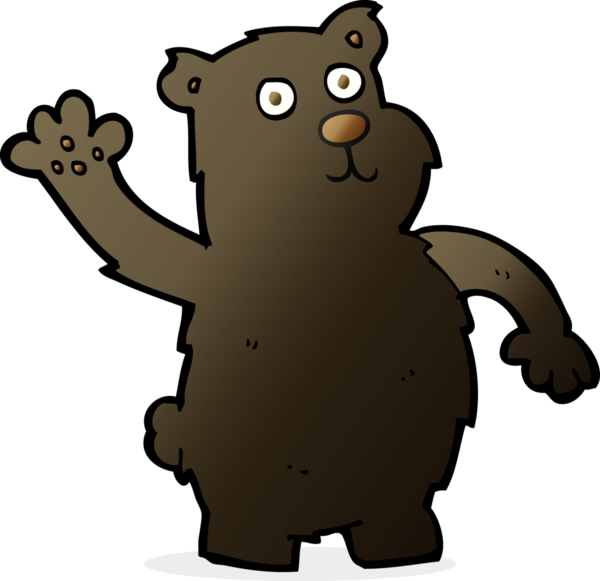 Bir insan tarafından çizilmiş siyah ayı sallayan çizgi film.