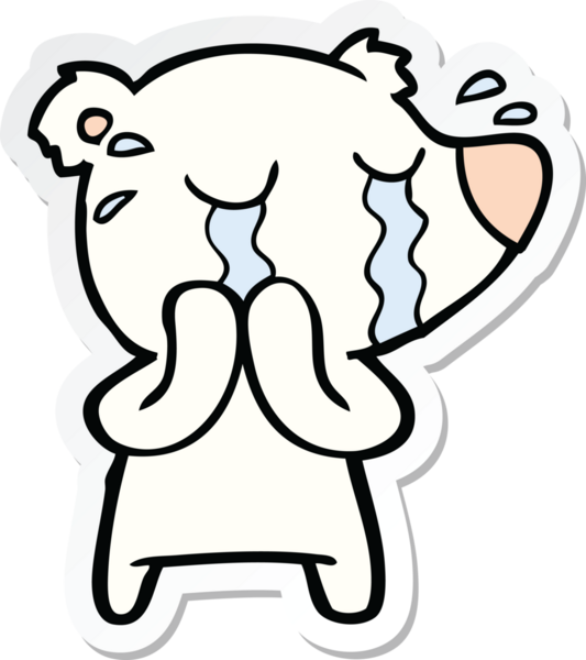 Bir insan tarafından çizilmiş ağlayan kutup ayısının çıkartması.