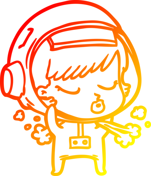 Bir insan tarafından çizilmiş uzay kaskını çıkaran güzel astronot kız çizgi çizimi.