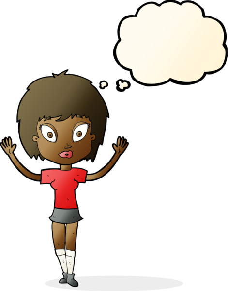 Bir insan tarafından çizilmiş düşünce balonlu güzel kız.