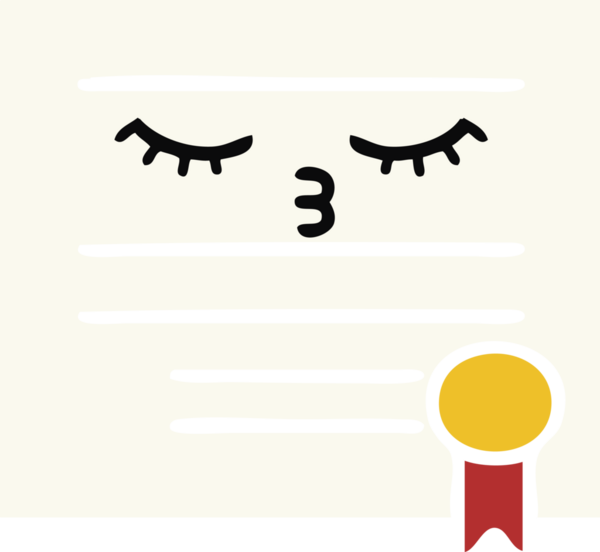 Bir insan tarafından çizilmiş mezuniyet diplomasının düz renkli retro karikatürü