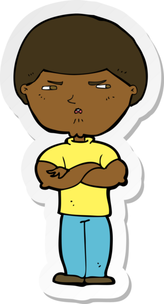 Bir insan tarafından çizilmiş huysuz bir adamın çıkartması.