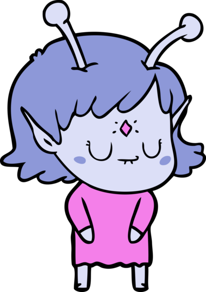 Bir insan tarafından çizilmiş uzaylı kız.