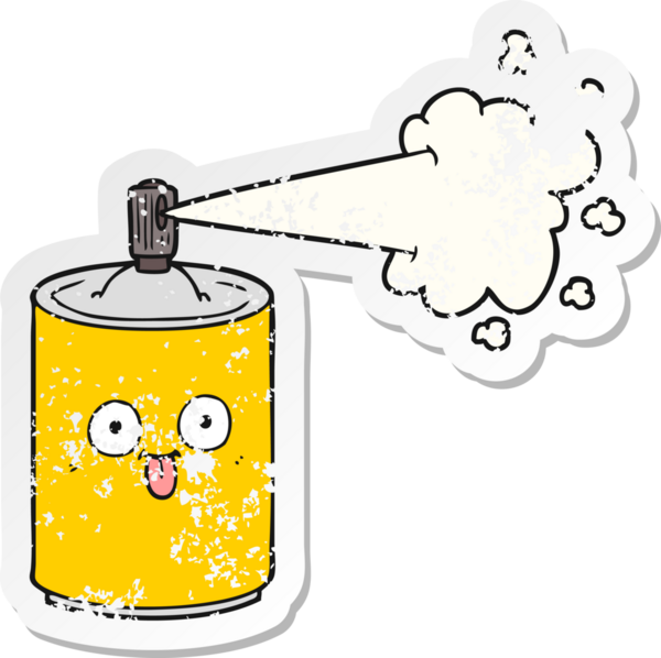 Bir insan tarafından çizilmiş karikatür spreyinin sıkıntılı çıkartması.