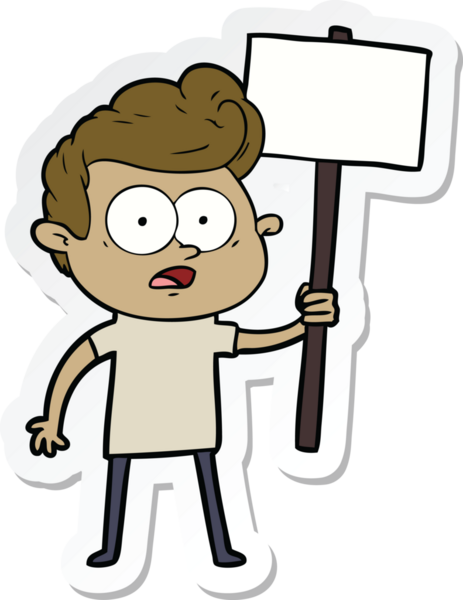 Bir insan tarafından çizilmiş, dik dik bakan bir çizgi film çıkartması.