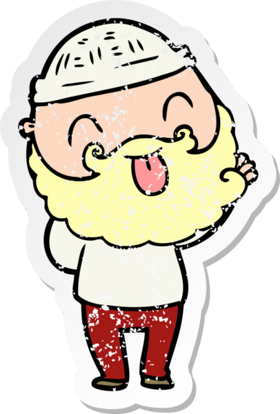 Bir insan tarafından çizilmiş sakallı bir adamın sıkıntılı çıkartması.