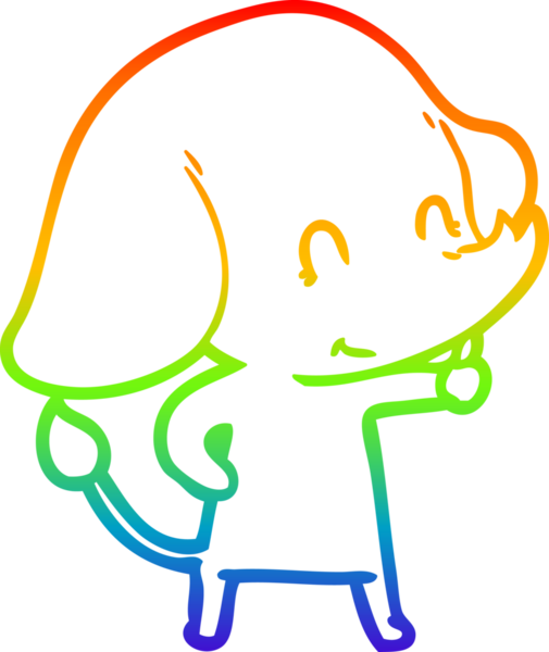 Gökkuşağı gradyan çizgisi bir insan tarafından çizilmiş şirin bir fil çizimi