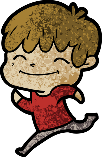 Bir insan tarafından çizilmiş mutlu çocuk çizgi filmi.