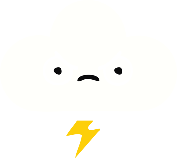 Bir insan tarafından çizilmiş bir gök gürültüsü bulutunun düz renk retro karikatürü