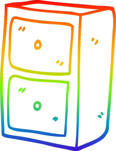 Bir insan tarafından çizilmiş karikatür dosya dolabının gökkuşağı gradyanı çizimi