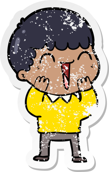 Bir insan tarafından çizilmiş mutlu bir adamın sıkıntılı çıkartması.