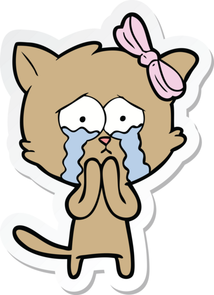 Bir insan tarafından çizilmiş çizgi film kedisinin çıkartması.