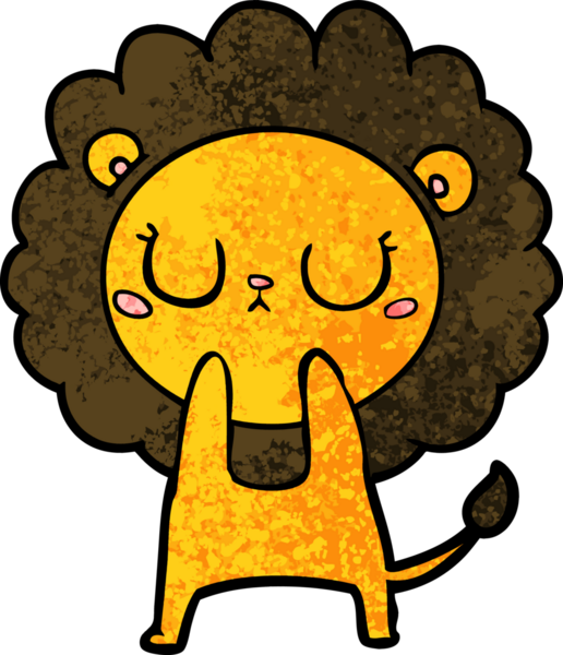 Bir insan tarafından çizilmiş çizgi film aslanı.