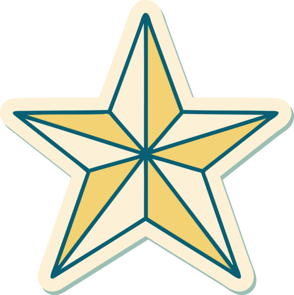 Bir insan tarafından çizilmiş geleneksel bir yıldız stiliyle dövme çıkartması.