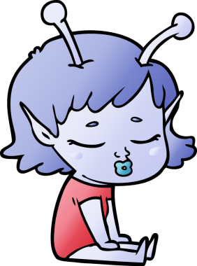 Bir insan tarafından çizilmiş sevimli uzaylı kız çizgi filmi.