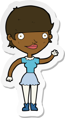 Bir insan tarafından çizilmiş fikri olan bir karikatür kadının çıkartması.