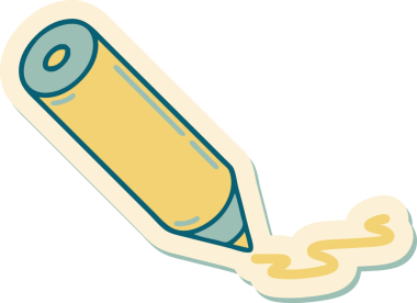 Bir insan tarafından çizilmiş geleneksel renkli kalem stili dövme etiketi.