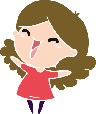 Bir insan tarafından çizilmiş tatlı bir kawai kızının serbest çizimi.