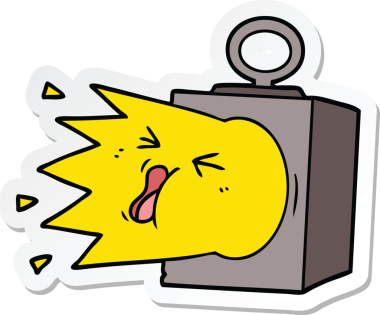 Bir insan tarafından çizilmiş endüstriyel bir lambanın çıkartması.