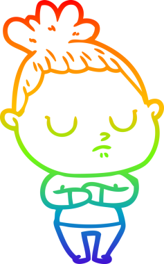 Gökkuşağı gradyan çizgi çizimi bir insan tarafından çizilmiş sakin bir kadın