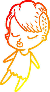 Bir insan tarafından çizilmiş güzel hippi bir çizgi film çizimi.