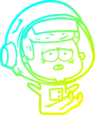 Bir insan tarafından çizilmiş soğuk gradyan çizgi çizimi yorgun astronot