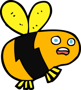 Bir insan tarafından çizilmiş çizgi film arısı.