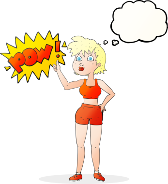 Mutlu jimnastik salonundaki kadın bir insan tarafından çizilmiş.