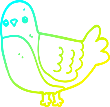 Bir insan tarafından çizilen karikatür kuşunun soğuk gradyan çizgisi