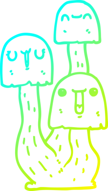 Bir insan tarafından çizilmiş bir mantarın soğuk gradyan çizimi