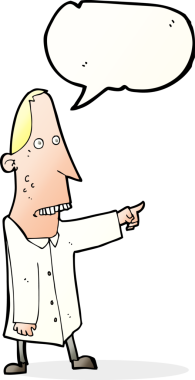 Bir insan tarafından çizilmiş konuşma balonuyla işaret eden çirkin bir adam.