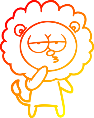 Bir insan tarafından çizilmiş yorgun bir aslanın çizgi çizimi.