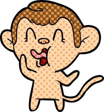 Bir insan tarafından çizilmiş çılgın çizgi film maymunu