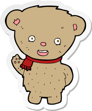 Bir insan tarafından çizilmiş oyuncak ayının çıkartması.