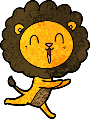 Bir insan tarafından çizilen gülen aslan çizgi filmi