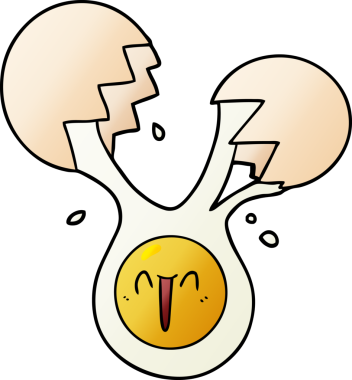 Bir insan tarafından çizilmiş kırık yumurta karikatürü.