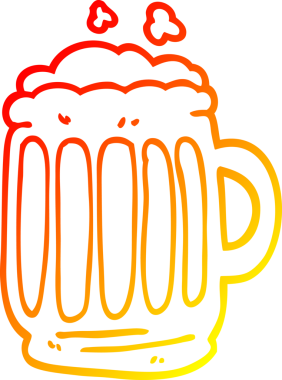 Bir insan tarafından çizilmiş bira karikatürünün sıcak gradyan çizimi