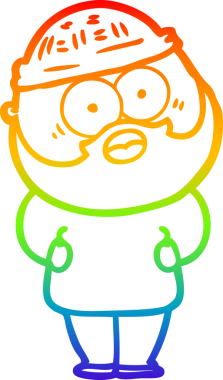 Gökkuşağı gradyan çizgi çizimi Bir insan tarafından çizilen sakallı adam şaşırttı