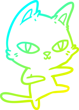 Bir insan tarafından çizilen çizgi film kedisinin soğuk gradyan çizimi