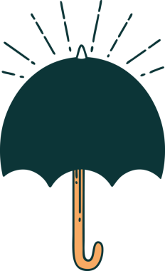 Bir insan tarafından çizilmiş geleneksel dövme stili açık şemsiye çizimi