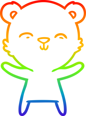 Bir insan tarafından çizilmiş mutlu bir kutup ayısının gökkuşağı gradyanı çizimi