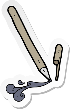 Bir insan tarafından çizilmiş bir karikatür kalemi etiketi.