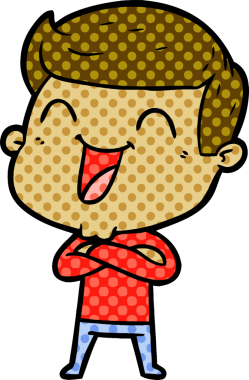 Bir insan tarafından çizilmiş gülen çizgi film adamı.