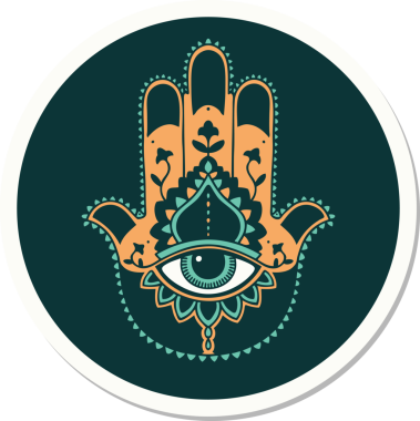 Bir insan tarafından çizilmiş geleneksel bir hamza stili dövme çıkartması.