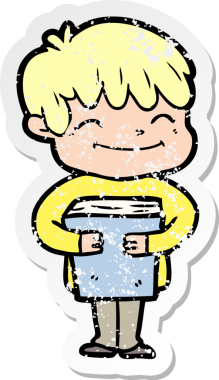 Bir insan tarafından çizilmiş mutlu bir çocuğun sıkıntılı çıkartması.