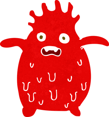 Bir insan tarafından çizilmiş komik balçık canavarı.